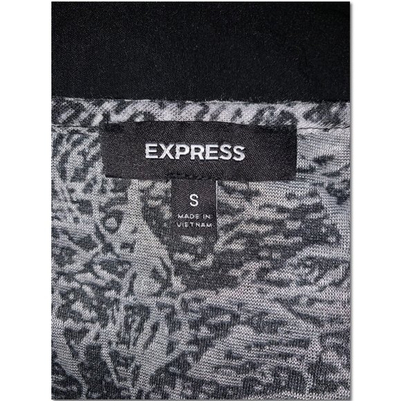 Express Black & Gray Faux Wrap Burnout Body Con Cocktail Dress Size Small EUC - Picture 7 of 8
